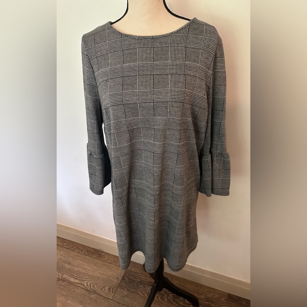 New Look Dress midi plaid houndstooth SZ 12